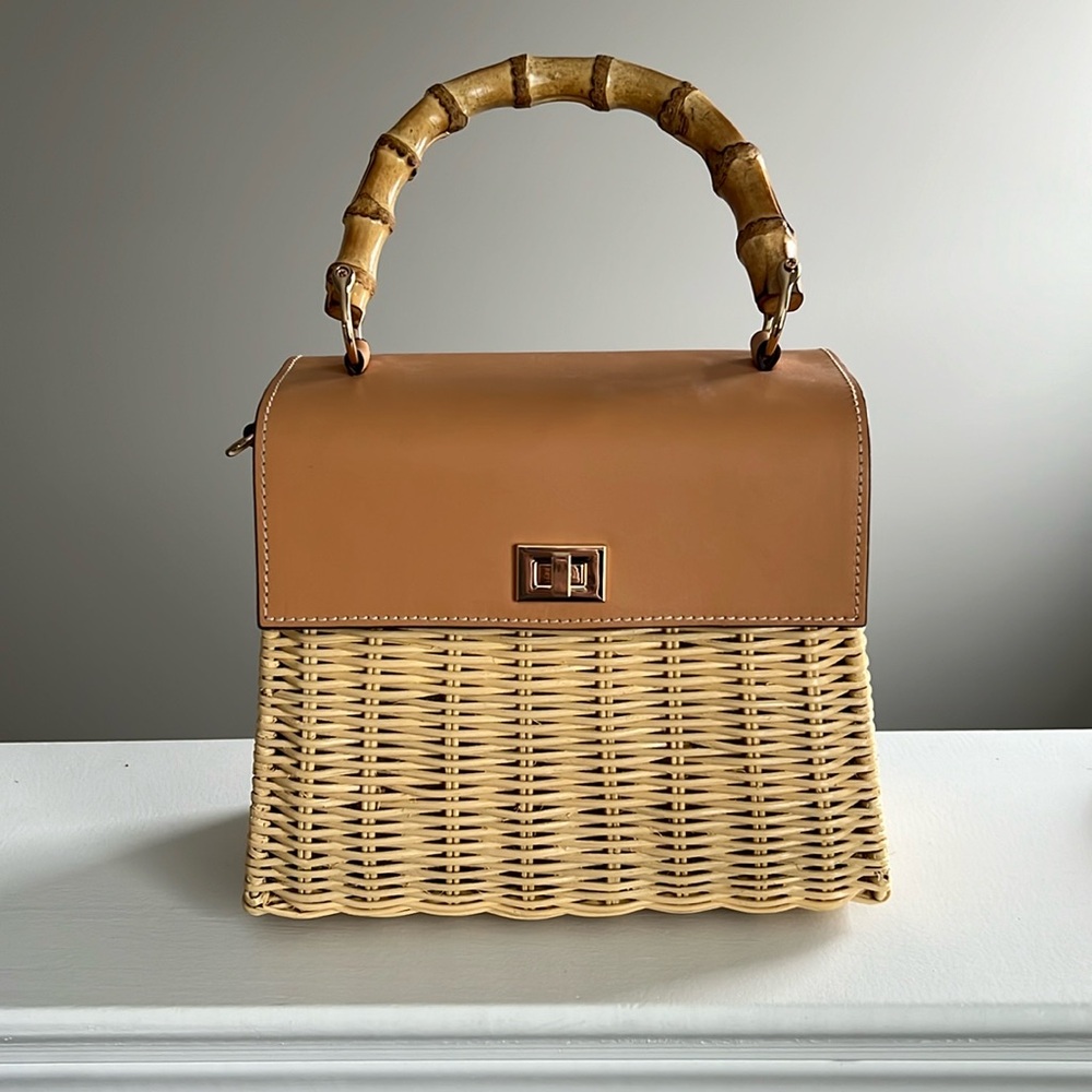 Mark & Graham Bamboo Wicker Crossbody Bag